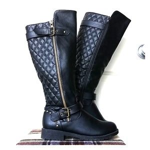 Nature Breeze Black Quilted Riding Boots